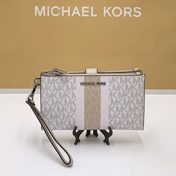 MICHAEL KORS LARGE DOUBLE ZIP WRISTLET LIGHT SAND MULTI COLOR - Picture 2 of 16